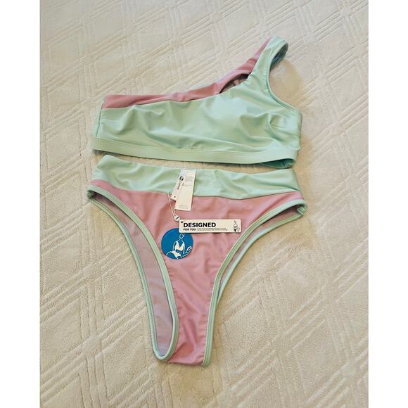 Cupshe Spring Macaron One Shoulder Cutout And High Waist Bikini Set✨ - Picture 5 of 6